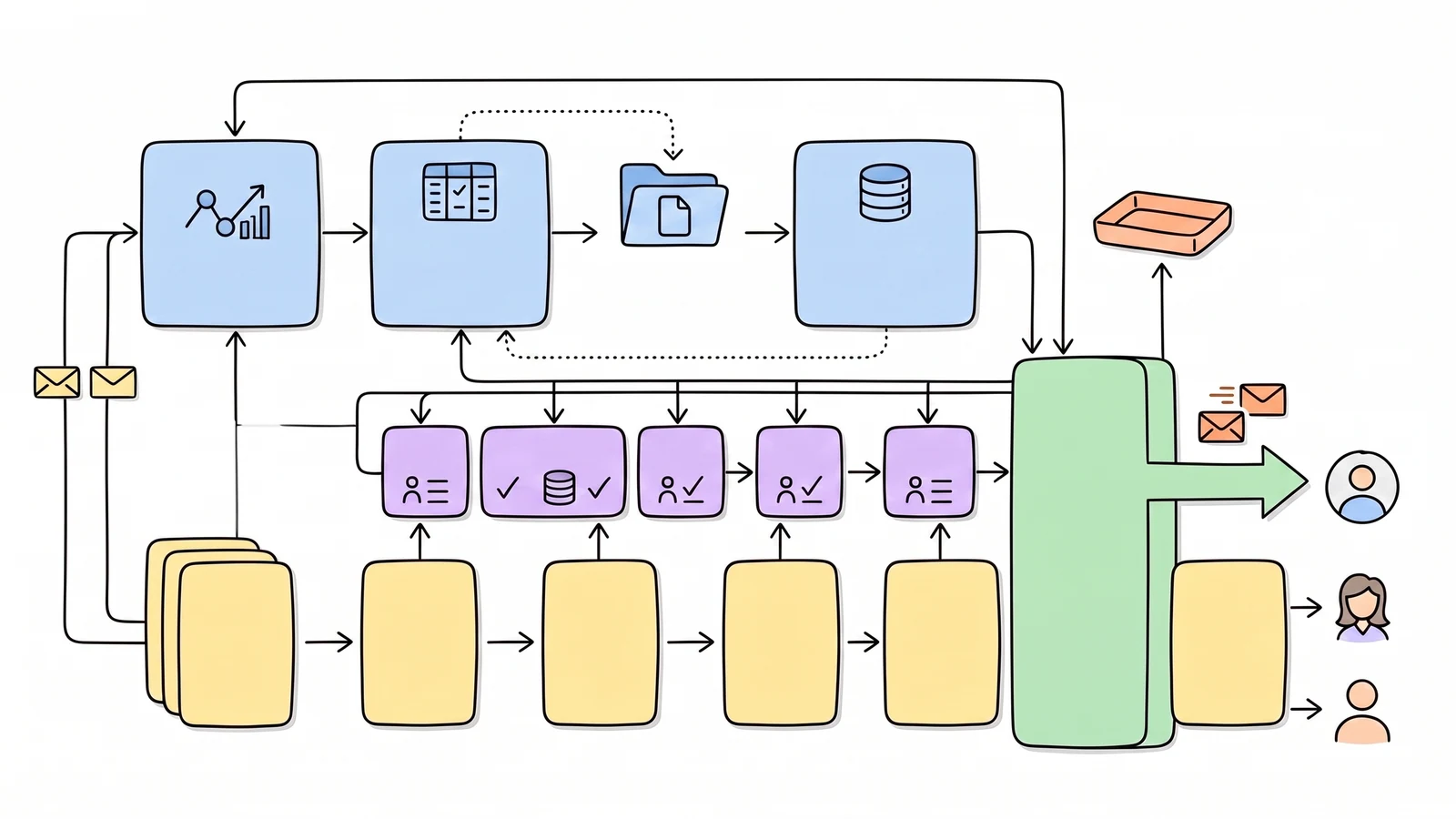 A whiteboard diagram showing agent actions passing through small judge models, contextual guardrails, observability, prompt management, and policy enforcement before reaching users.